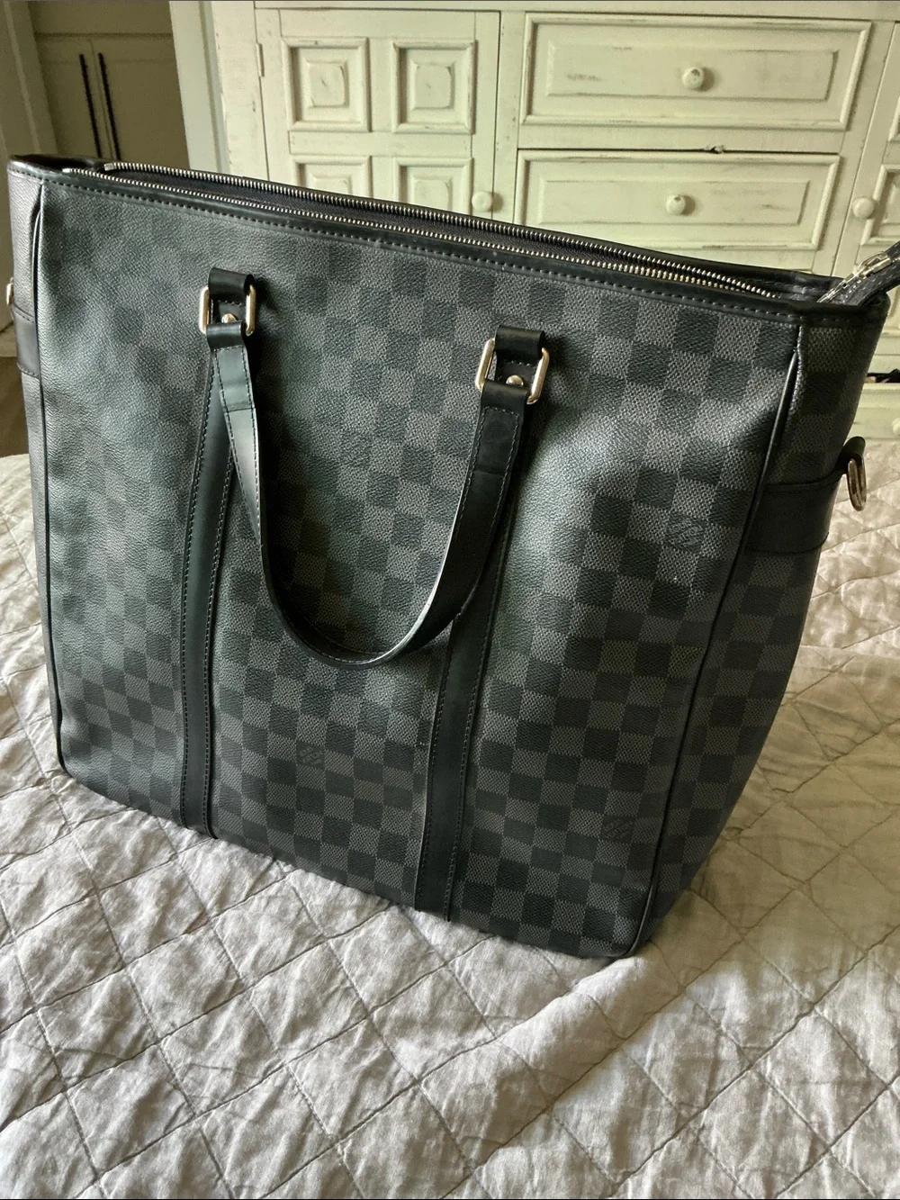 Louis Vuitton Black Checkered Laptop Bag